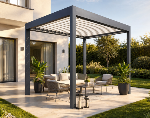 w magazynie Pergola Tarasowa SELT – Aluminiowa, 3000×3000, Antracyt, LED, Dach Sterowany Pilotem (id 138).png